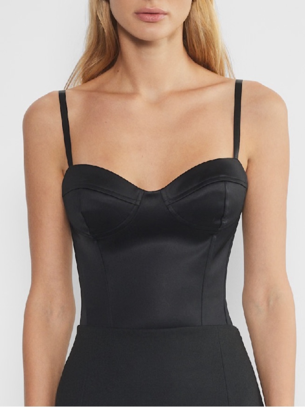Aritzia Dazzle Black Satin Sweetheart Bustier Top Dazzle Noir